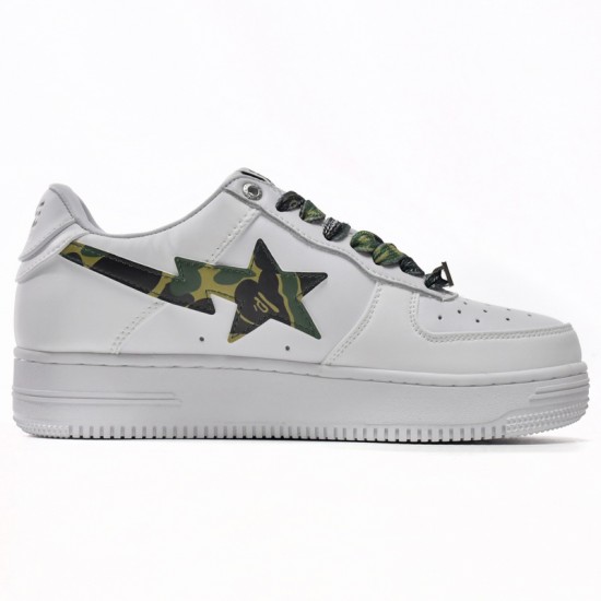 Bathing Ape Bape Sta Low White Green Camouflage Women Men Casual Shoes