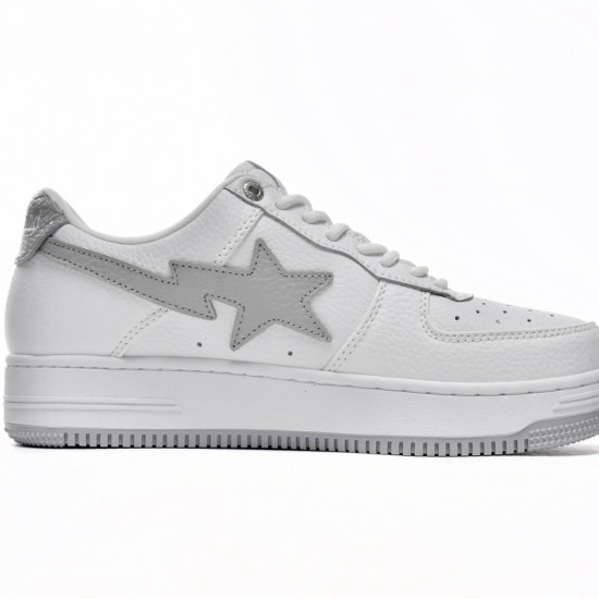 Bathing Ape Bape Sta Low White Grey Silvery Women Men Casual Shoes