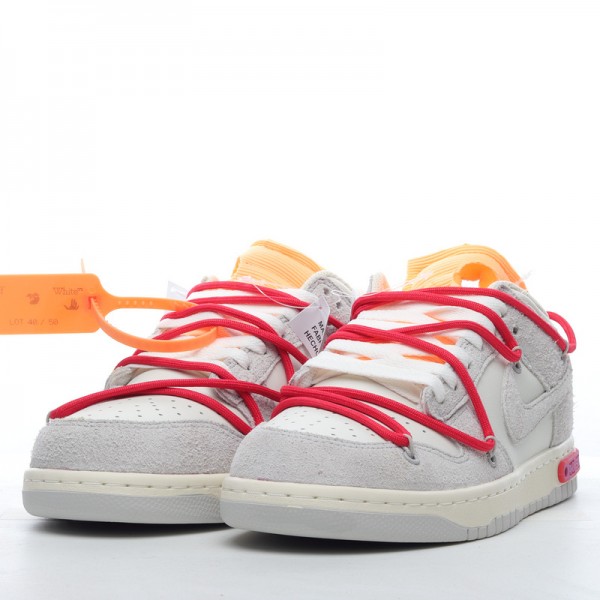 Off-White x Nike Dunk Low Lot 40 of 50 DJ0950-103 Red Gray 