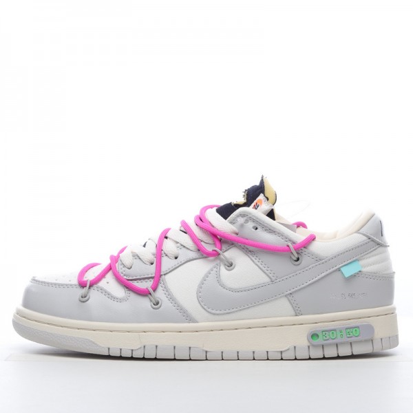 Off-White x Nike Dunk Low Lot 45 of 50 DM1602-101 Pink Gray 