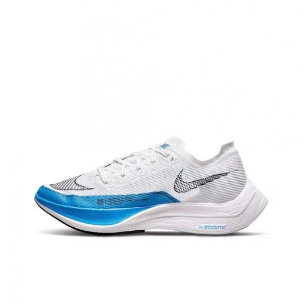 Women/Men Nike ZoomX Vaporfly NEXT% White and Blue Sports Shoes